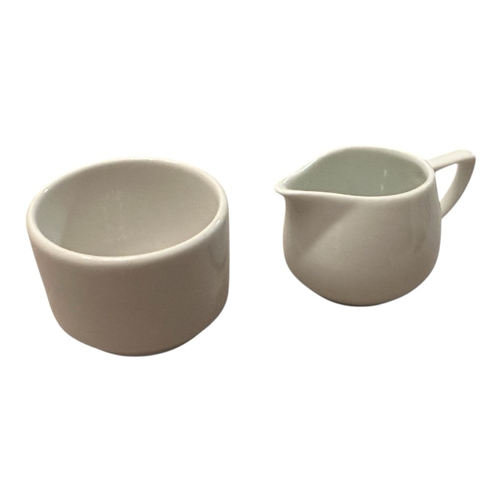 White Ceramic Creamer & Sugar Bowl Set